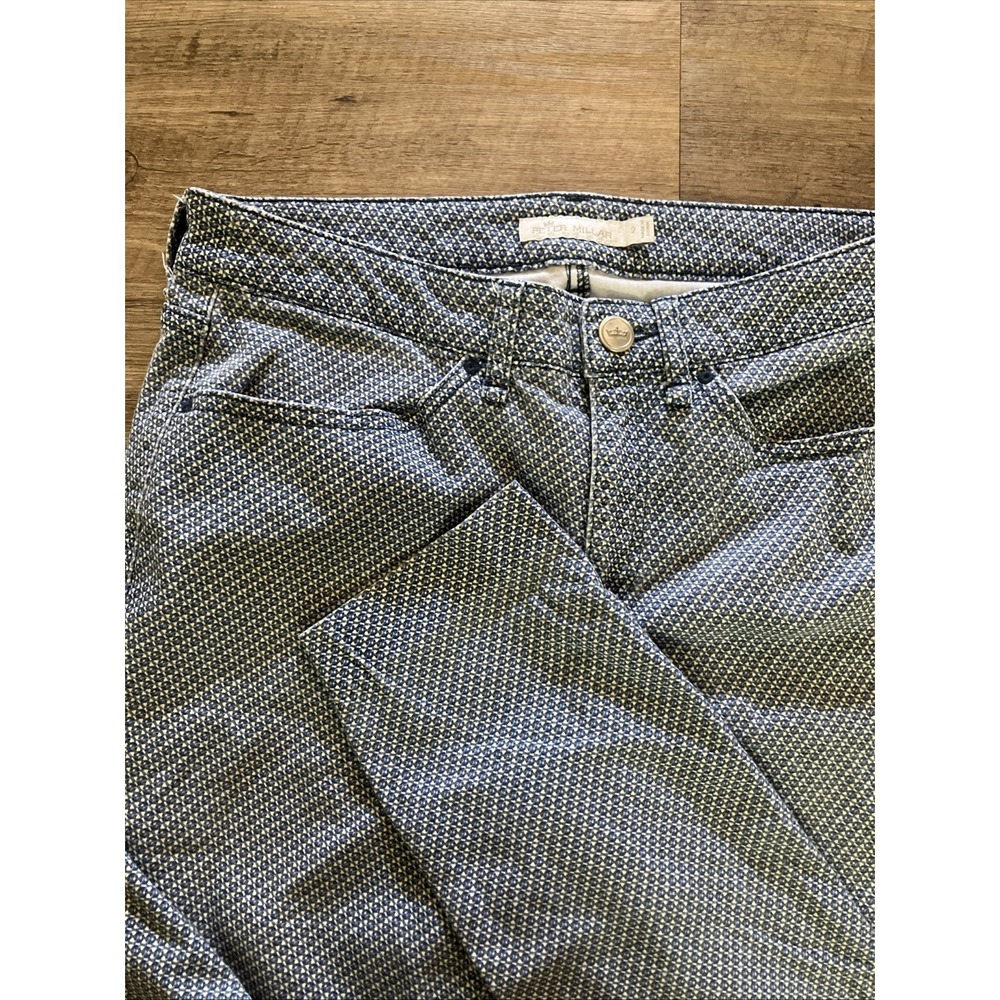 Peter Millar Womens Golf Pants Blue Geometric Cotton Modal Polyester Sz 2